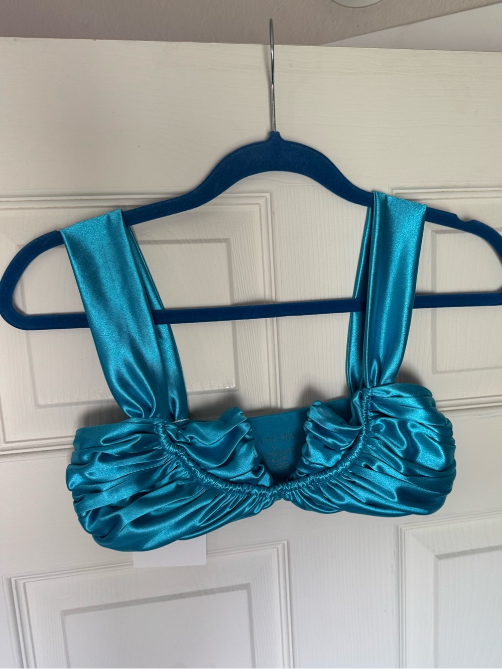 Divinio Seas Satin Ruched Swimsuit Top - Turquoise